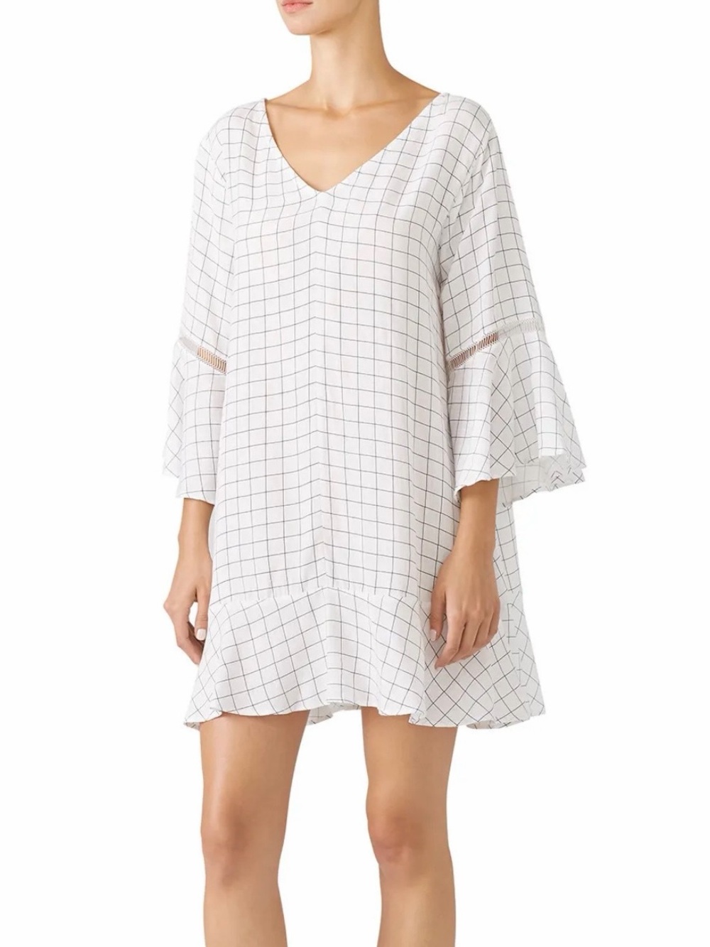 SANCIA Pippa Almansa Dress White Black Check Size S